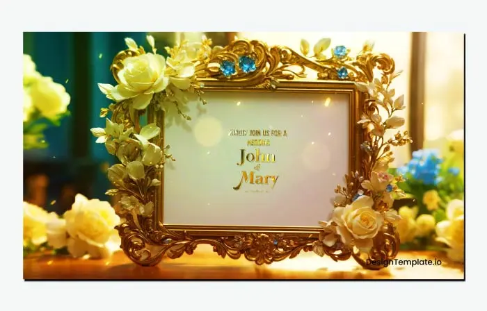 Unique 3D Design Golden Frame Wedding Invitation Slideshow
